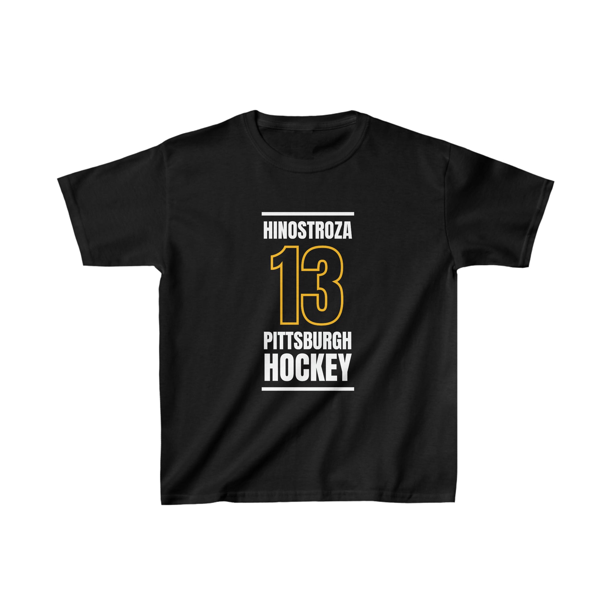 Hinostroza 13 Pittsburgh Hockey Black Vertical Design Kids Tee
