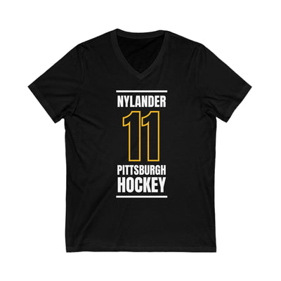 Nylander 11 Pittsburgh Hockey Black Vertical Design Unisex V-Neck Tee
