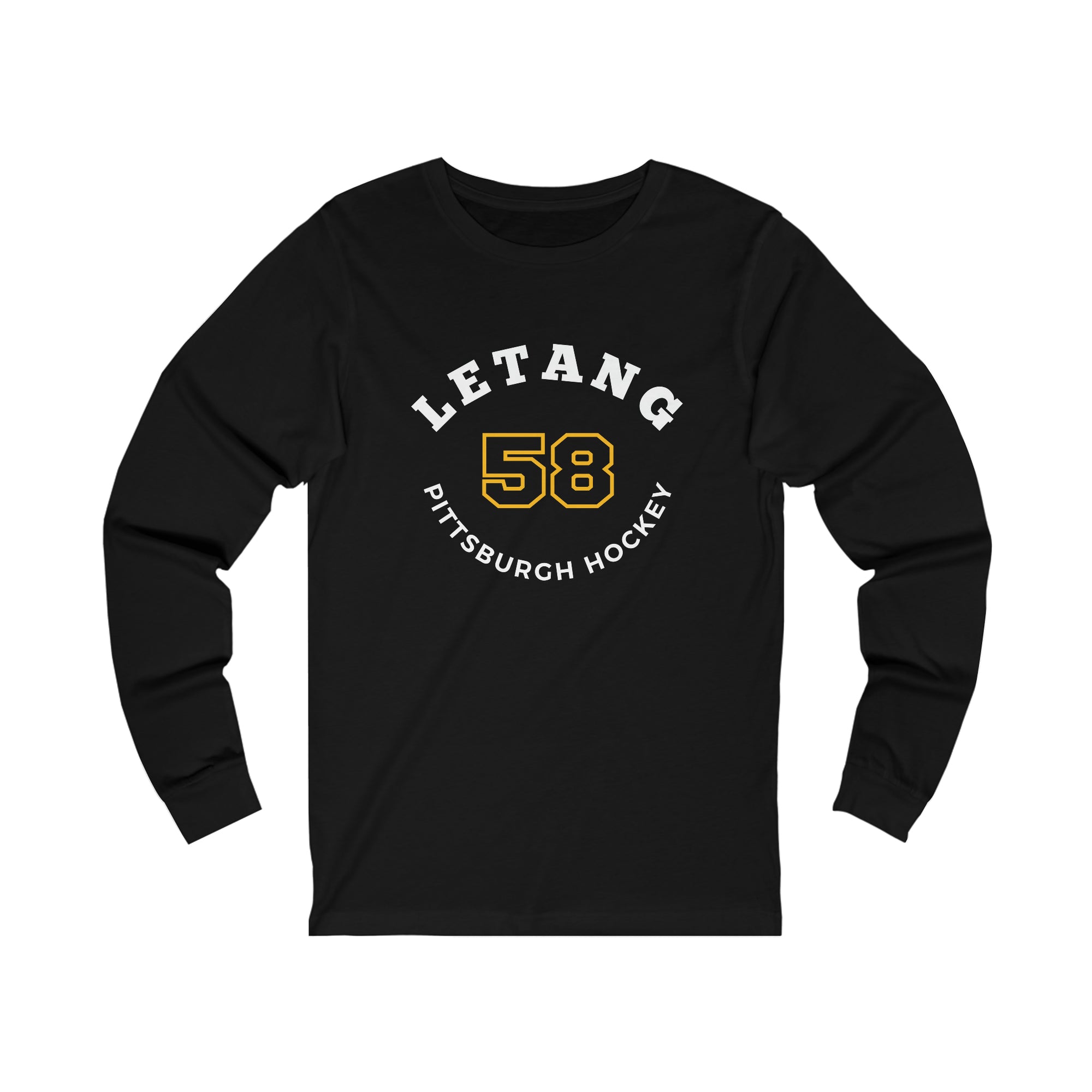 Letang 58 Pittsburgh Hockey Number Arch Design Unisex Jersey Long Sleeve Shirt
