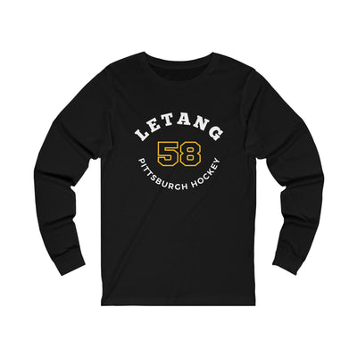 Letang 58 Pittsburgh Hockey Number Arch Design Unisex Jersey Long Sleeve Shirt