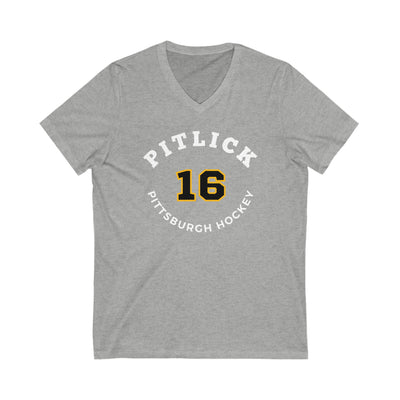 Pitlick 16 Pittsburgh Hockey Number Arch Design Unisex V-Neck Tee