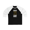 Malkin 71 Pittsburgh Hockey Black Vertical Design Unisex Tri-Blend 3/4 Sleeve Raglan Baseball Shirt