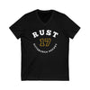 Rust 17 Pittsburgh Hockey Number Arch Design Unisex V-Neck Tee