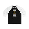 Crosby 87 Pittsburgh Hockey Black Vertical Design Unisex Tri-Blend 3/4 Sleeve Raglan Baseball Shirt