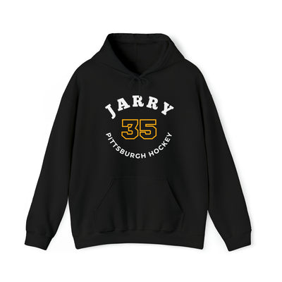 Jarry 35 Pittsburgh Hockey Number Arch Design Unisex Hooded Sweatshirt