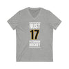 Rust 17 Pittsburgh Hockey Black Vertical Design Unisex V-Neck Tee