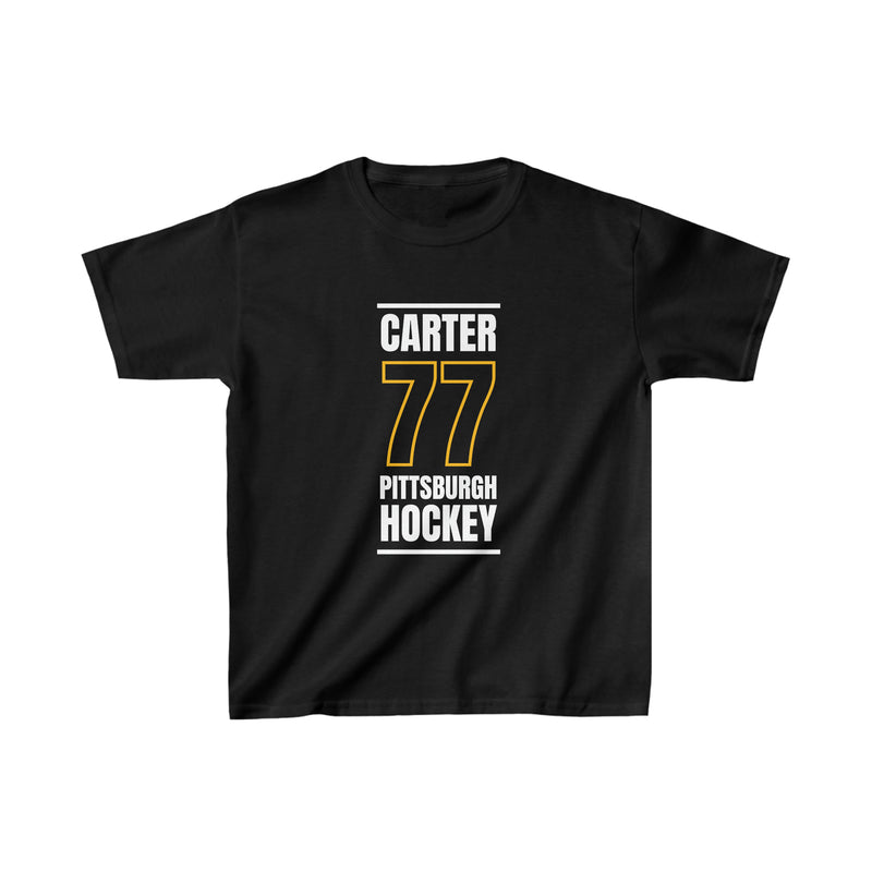Carter 77 Pittsburgh Hockey Black Vertical Design Kids Tee