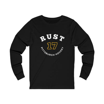 Rust 17 Pittsburgh Hockey Number Arch Design Unisex Jersey Long Sleeve Shirt