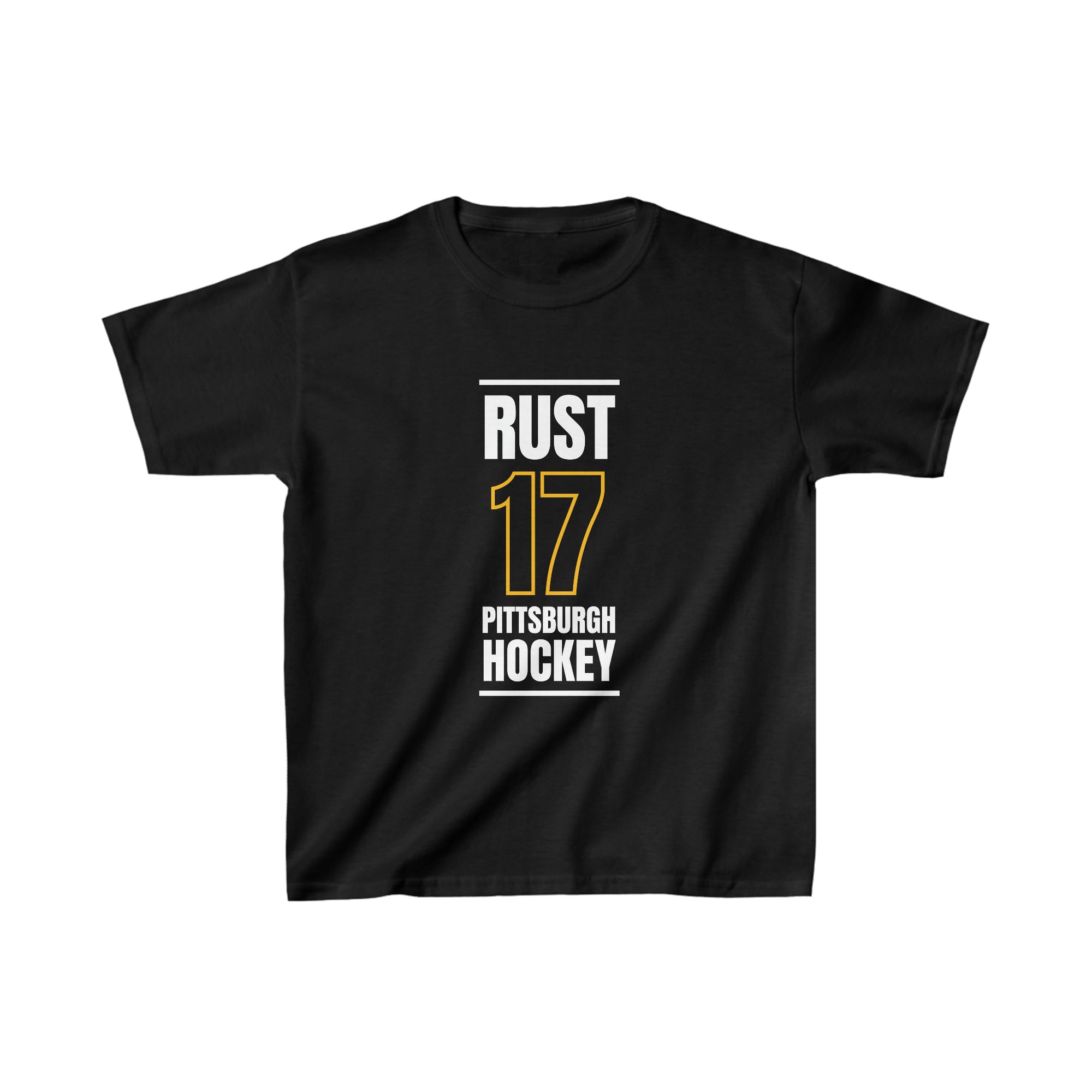 Rust 17 Pittsburgh Hockey Black Vertical Design Kids Tee