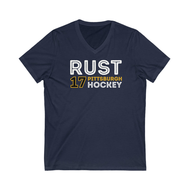 Rust 17 Pittsburgh Hockey Grafitti Wall Design Unisex V-Neck Tee