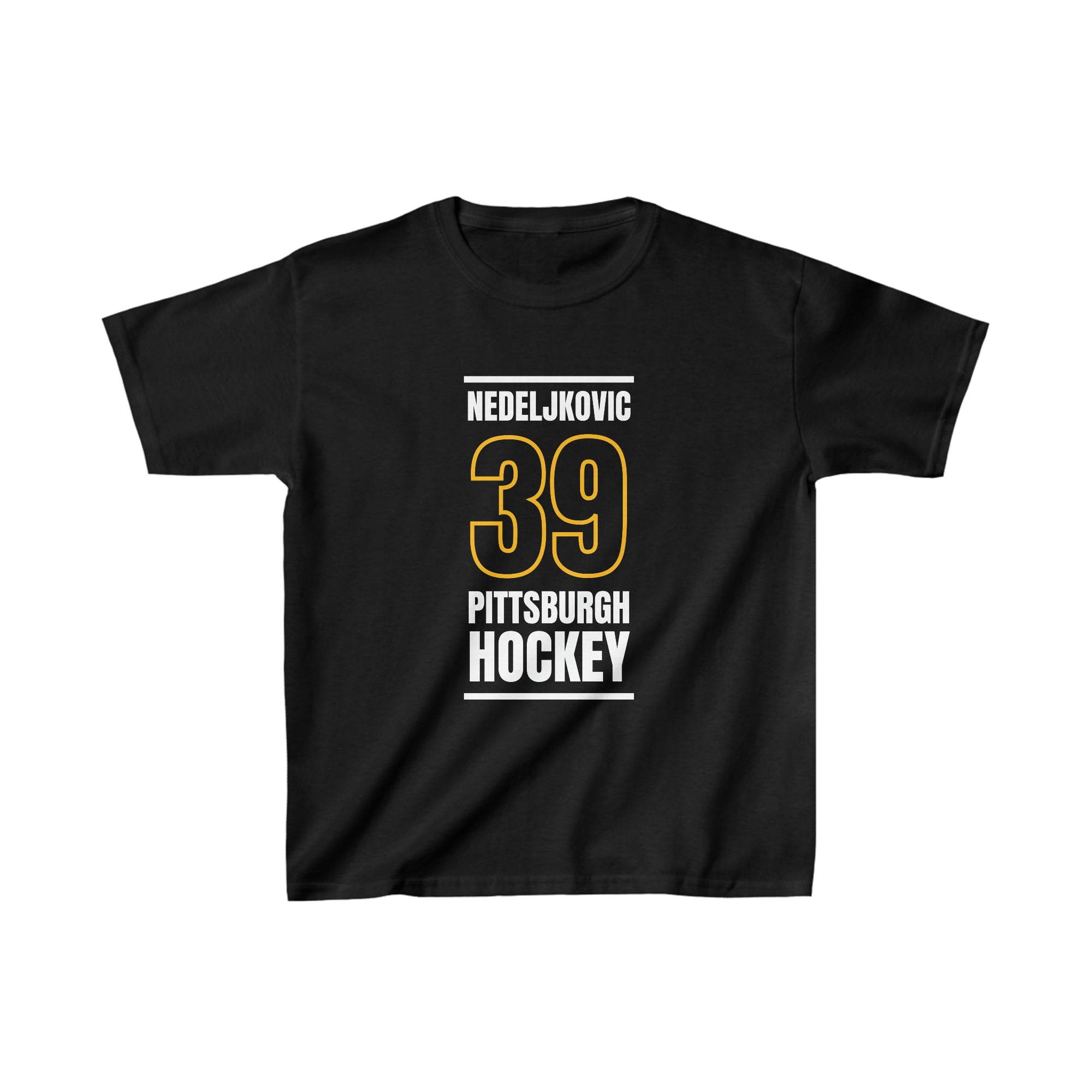 Nedeljkovic 39 Pittsburgh Hockey Black Vertical Design Kids Tee