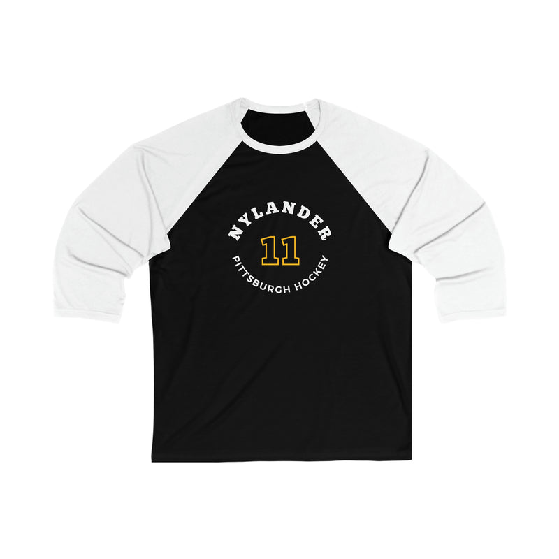 Nylander 11 Pittsburgh Hockey Number Arch Design Unisex Tri-Blend 3/4 Sleeve Raglan Baseball Shirt