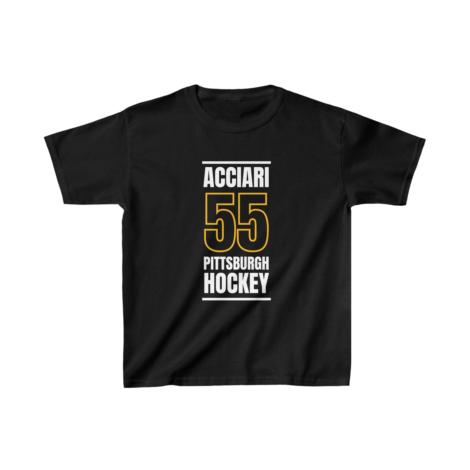Acciari 55 Pittsburgh Hockey Black Vertical Design Kids Tee