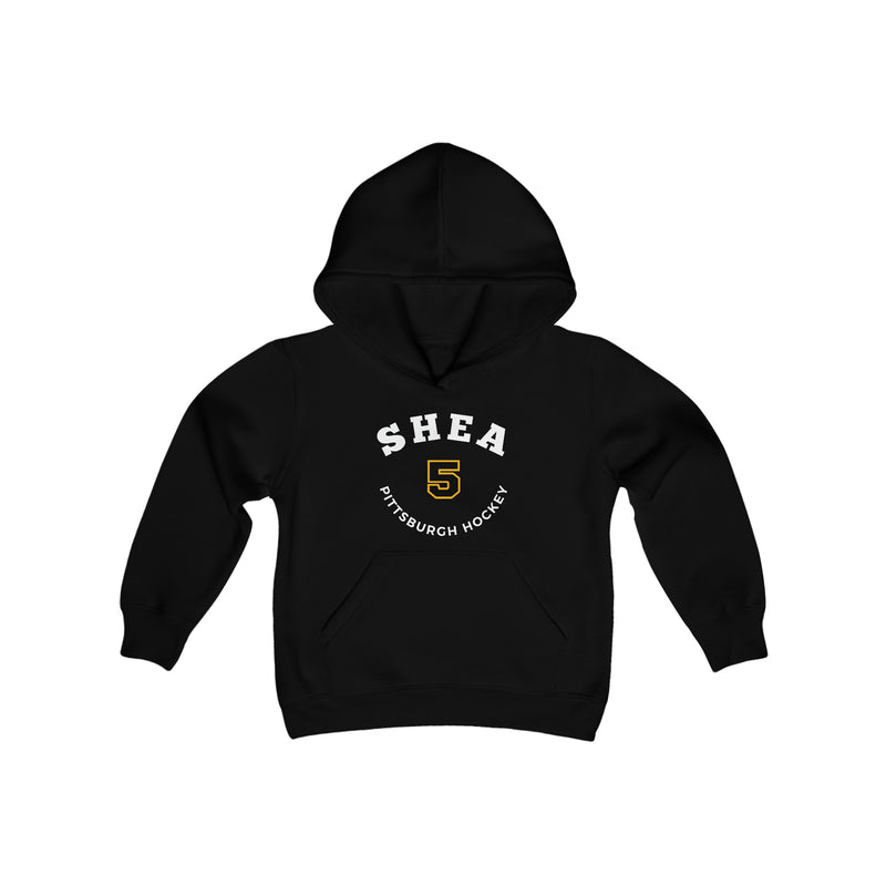 Shea 5 Pittsburgh Hockey Number Arch Design Youth Hooded Sweatshirt