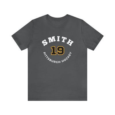 Smith 19 Pittsburgh Hockey Number Arch Design Unisex T-Shirt