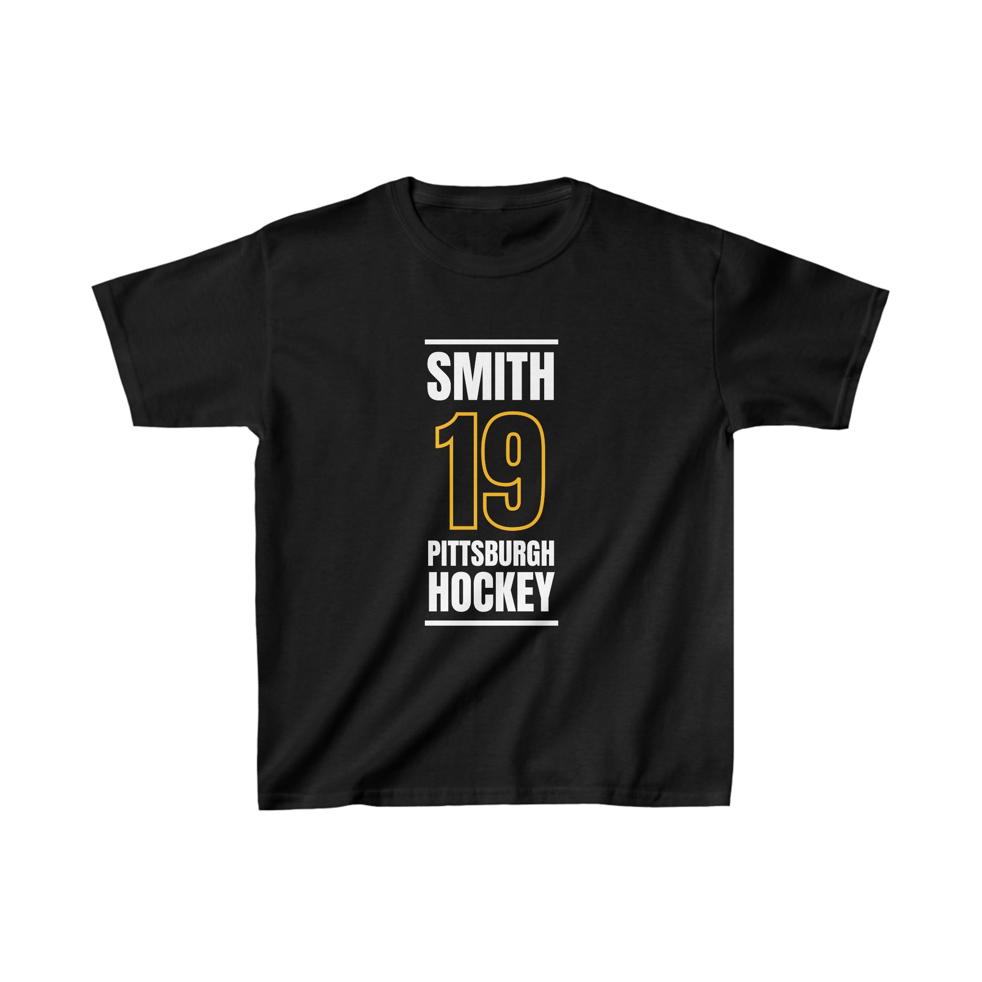 Smith 19 Pittsburgh Hockey Black Vertical Design Kids Tee