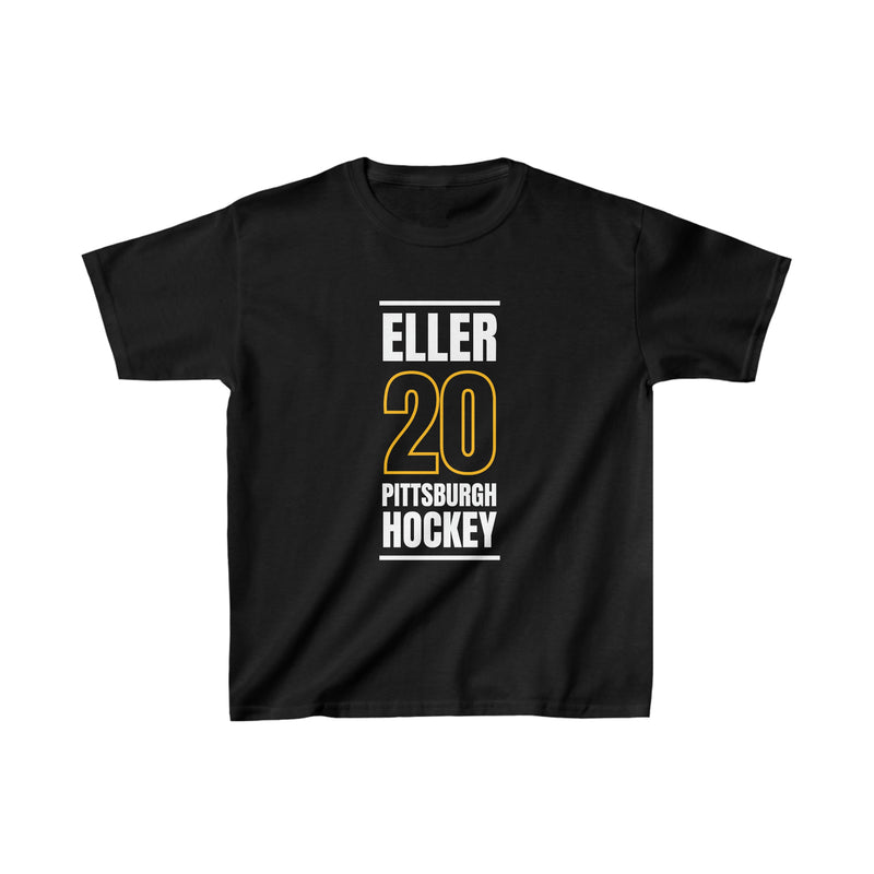 Eller 20 Pittsburgh Hockey Black Vertical Design Kids Tee