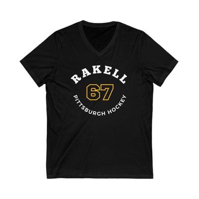 Rakell 67 Pittsburgh Hockey Number Arch Design Unisex V-Neck Tee