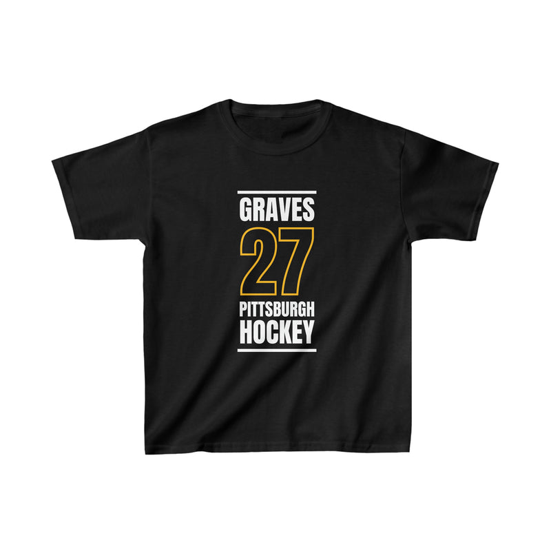 Graves 27 Pittsburgh Hockey Black Vertical Design Kids Tee