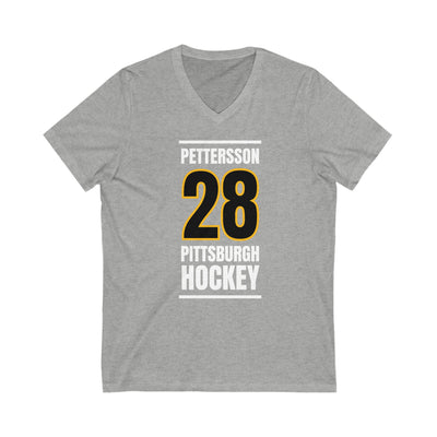 Pettersson 28 Pittsburgh Hockey Black Vertical Design Unisex V-Neck Tee