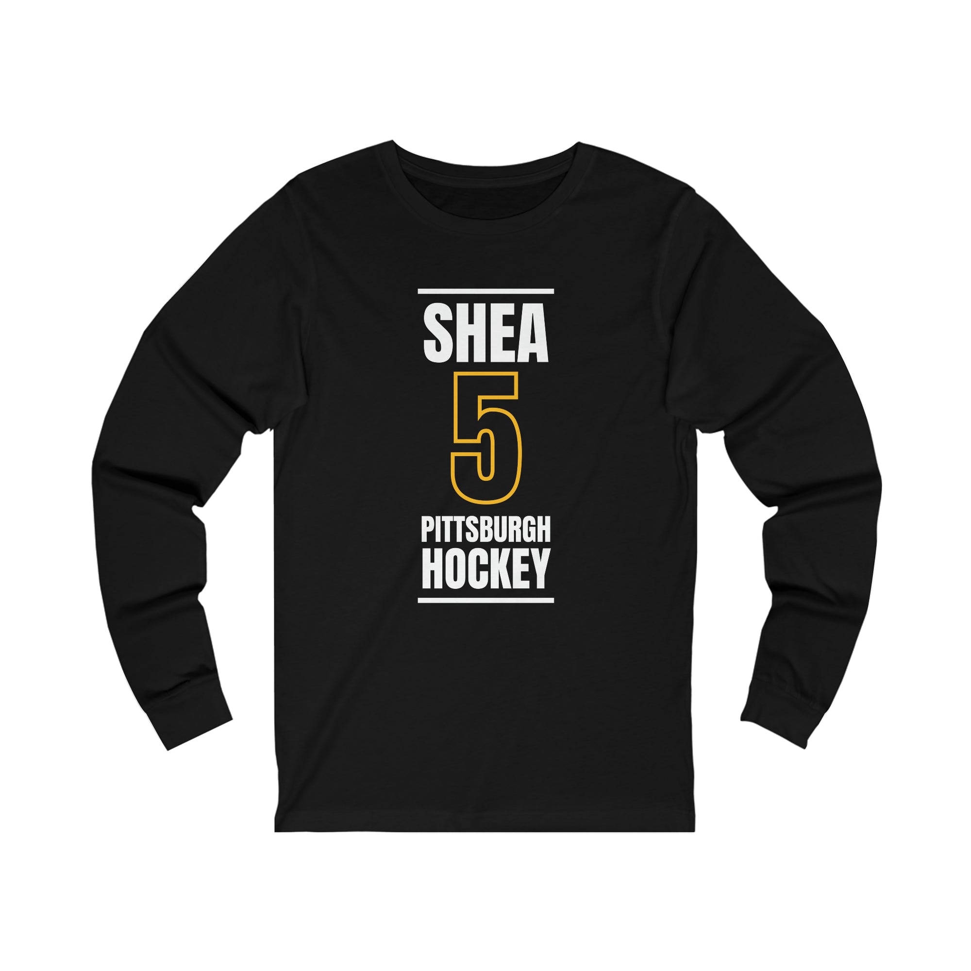Shea 5 Pittsburgh Hockey Black Vertical Design Unisex Jersey Long Sleeve Shirt