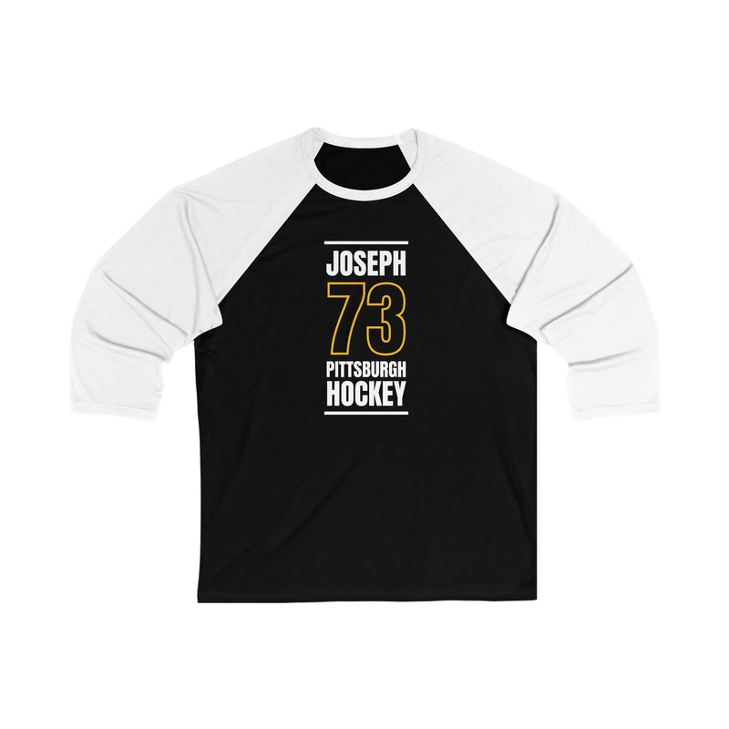 Joseph 73 Pittsburgh Hockey Black Vertical Design Unisex Tri-Blend 3/4 Sleeve Raglan Baseball Shirt