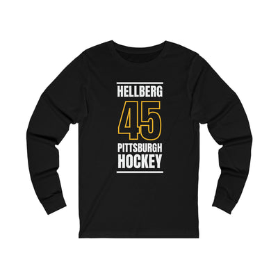 Hellberg 45 Pittsburgh Hockey Black Vertical Design Unisex Jersey Long Sleeve Shirt