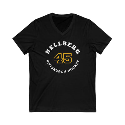 Hellberg 45 Pittsburgh Hockey Number Arch Design Unisex V-Neck Tee
