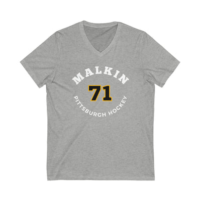 Malkin 71 Pittsburgh Hockey Number Arch Design Unisex V-Neck Tee