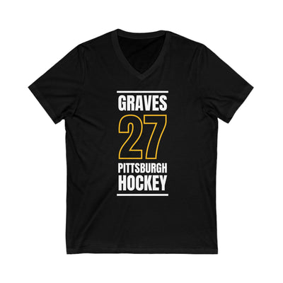 Graves 27 Pittsburgh Hockey Black Vertical Design Unisex V-Neck Tee