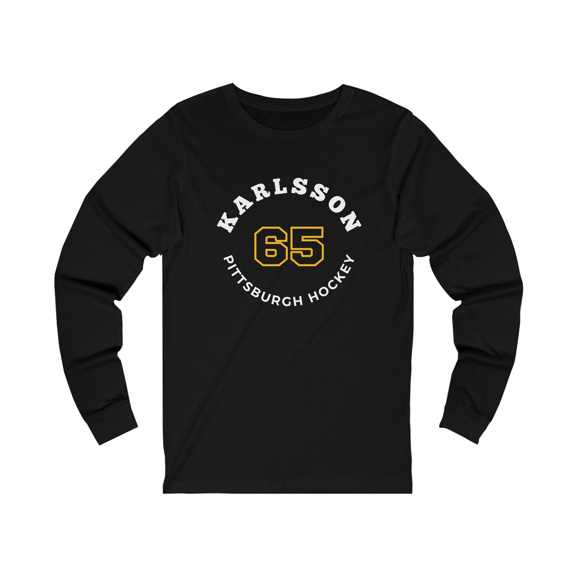 Karlsson 65 Pittsburgh Hockey Number Arch Design Unisex Jersey Long Sleeve Shirt