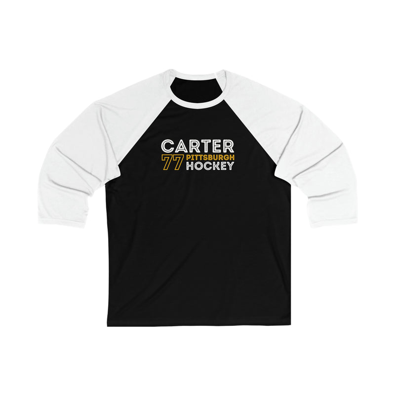 Carter 77 Pittsburgh Hockey Grafitti Wall Design Unisex Tri-Blend 3/4 Sleeve Raglan Baseball Shirt