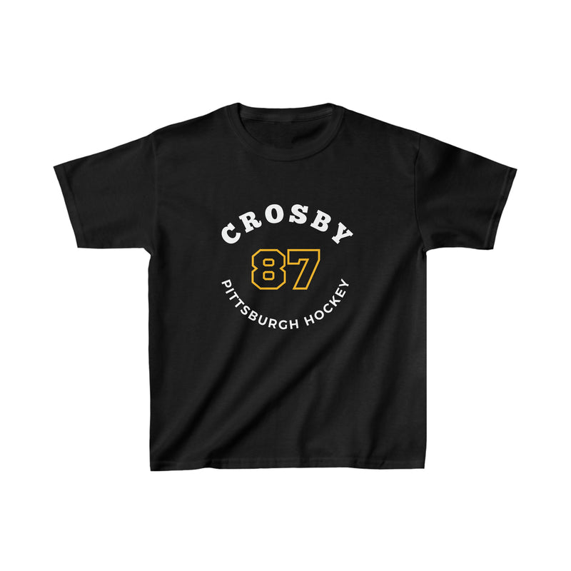 Crosby 87 Pittsburgh Hockey Number Arch Design Kids Tee