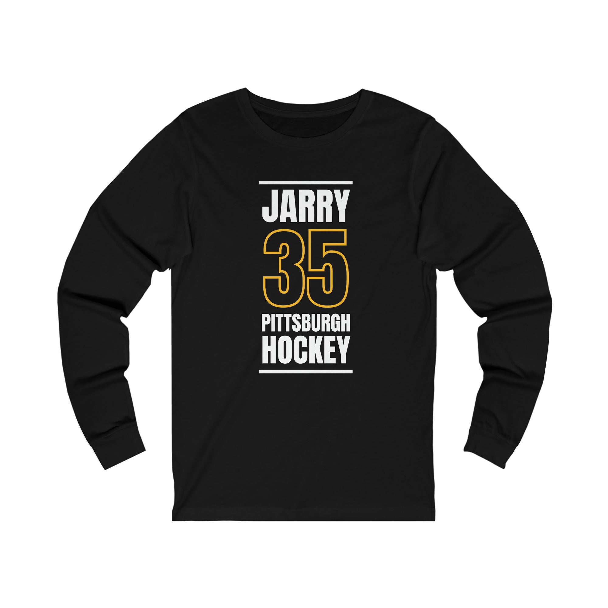 Jarry 35 Pittsburgh Hockey Black Vertical Design Unisex Jersey Long Sleeve Shirt