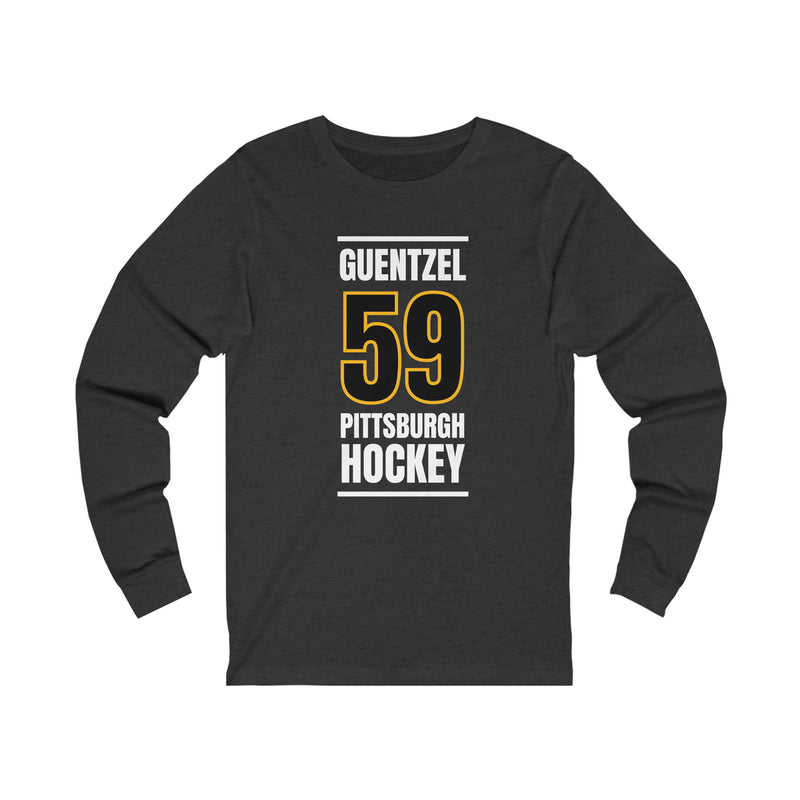 Guentzel 59 Pittsburgh Hockey Black Vertical Design Unisex Jersey Long Sleeve Shirt