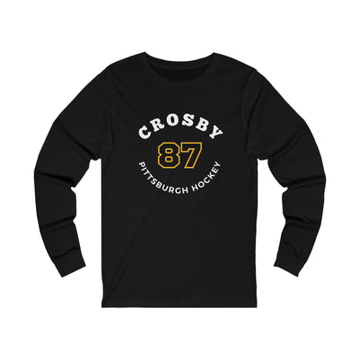 Crosby 87 Pittsburgh Hockey Number Arch Design Unisex Jersey Long Sleeve Shirt