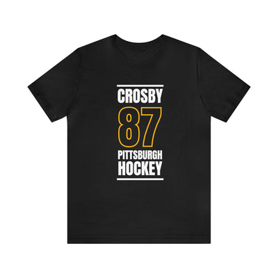 Crosby 87 Pittsburgh Hockey Black Vertical Design Unisex T-Shirt