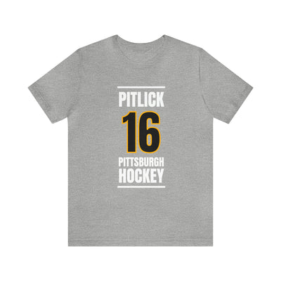 Pitlick 16 Pittsburgh Hockey Black Vertical Design Unisex T-Shirt