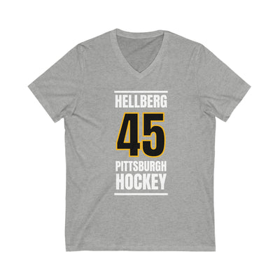 Hellberg 45 Pittsburgh Hockey Black Vertical Design Unisex V-Neck Tee