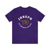 Joseph 73 Pittsburgh Hockey Number Arch Design Unisex T-Shirt