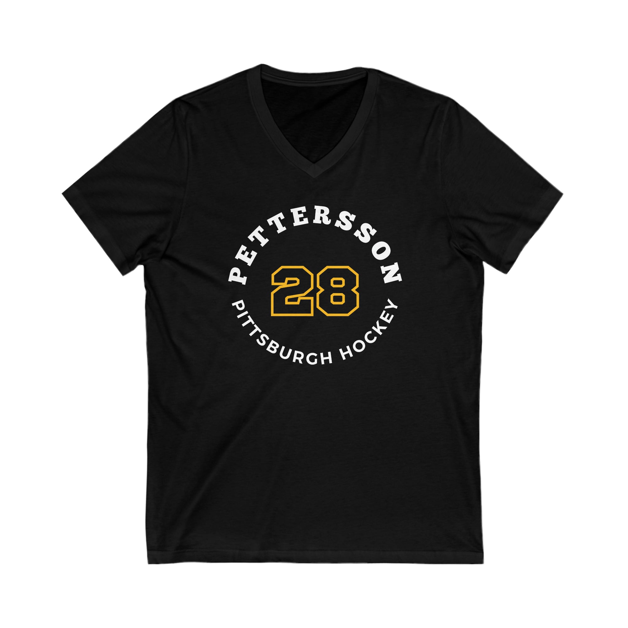 Pettersson 28 Pittsburgh Hockey Number Arch Design Unisex V-Neck Tee