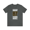 Crosby 87 Pittsburgh Hockey Black Vertical Design Unisex T-Shirt