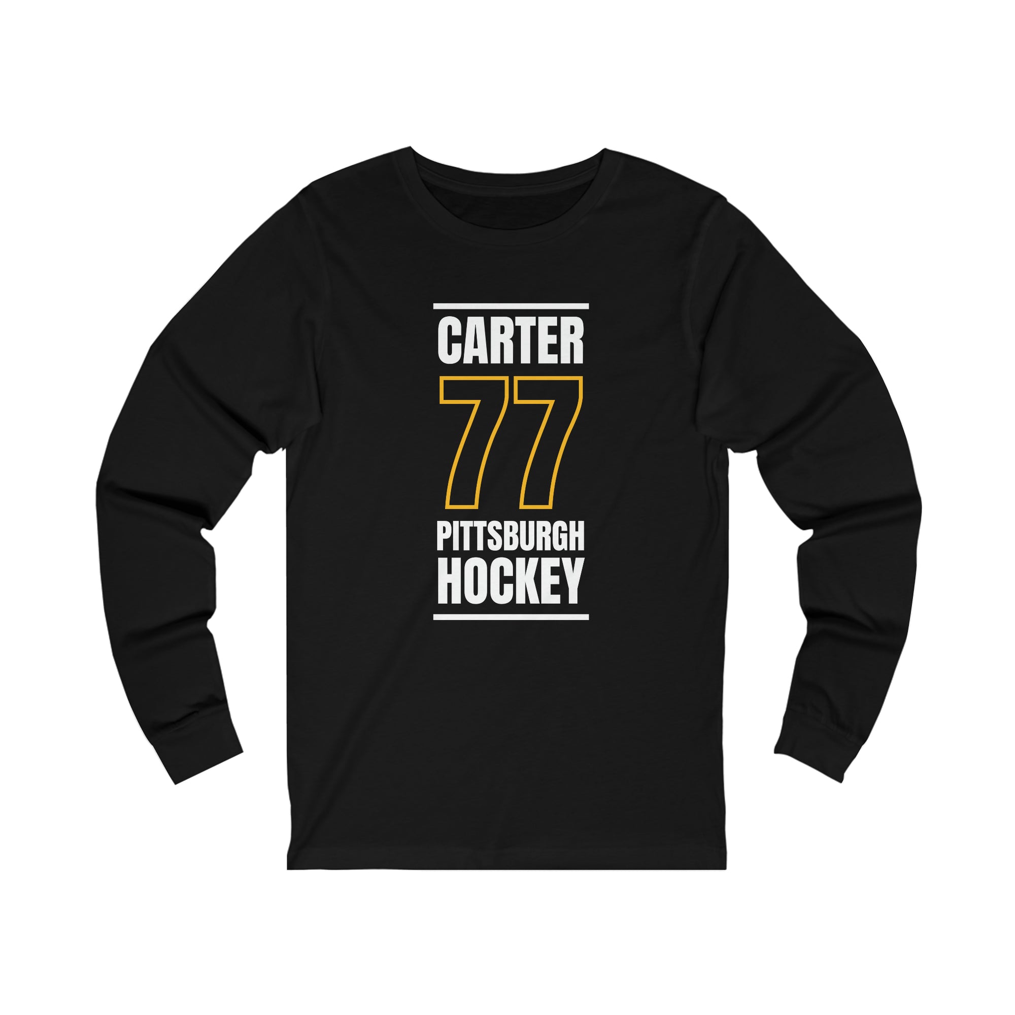 Carter 77 Pittsburgh Hockey Black Vertical Design Unisex Jersey Long Sleeve Shirt