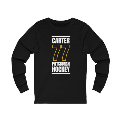 Carter 77 Pittsburgh Hockey Black Vertical Design Unisex Jersey Long Sleeve Shirt