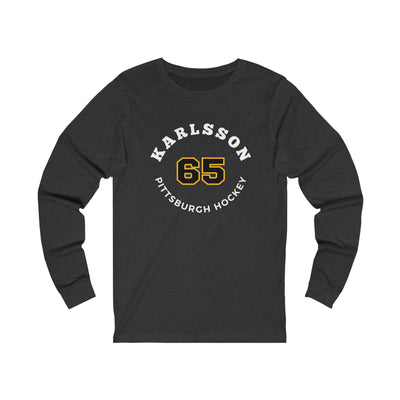 Karlsson 65 Pittsburgh Hockey Number Arch Design Unisex Jersey Long Sleeve Shirt