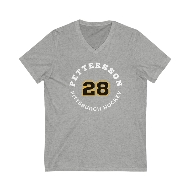 Pettersson 28 Pittsburgh Hockey Number Arch Design Unisex V-Neck Tee