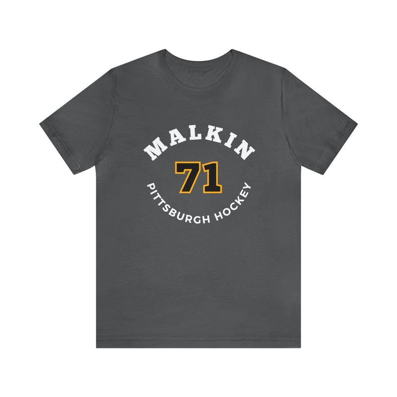 Malkin 71 Pittsburgh Hockey Number Arch Design Unisex T-Shirt