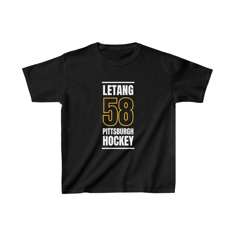Letang 58 Pittsburgh Hockey Black Vertical Design Kids Tee