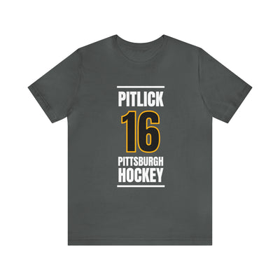 Pitlick 16 Pittsburgh Hockey Black Vertical Design Unisex T-Shirt
