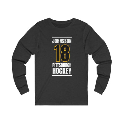 Johnsson 18 Pittsburgh Hockey Black Vertical Design Unisex Jersey Long Sleeve Shirt